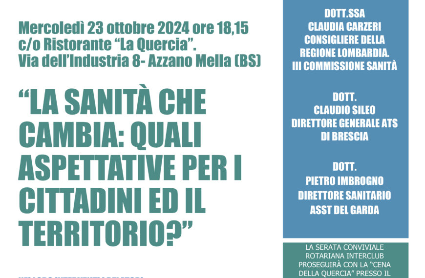 La Sanità che cambia: quali aspettative per i cittadini ed il territorio?